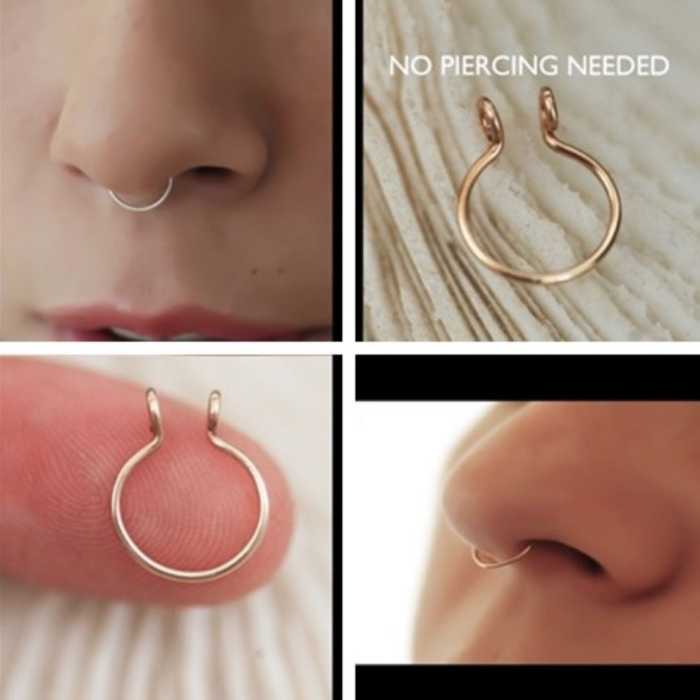 Faux piercing, anneau pour le nez / septum (pas besoin de percer)