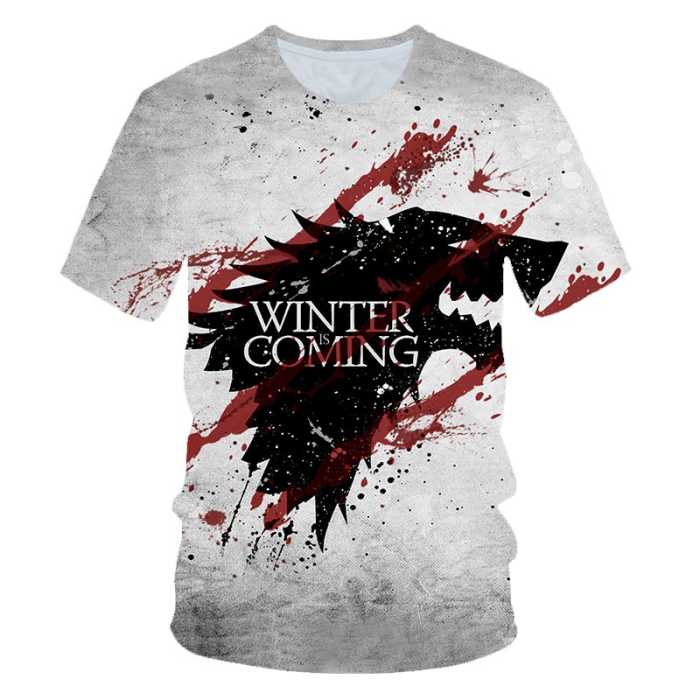 T-Shirt Game of Thrones style imprimé (Jon Snow, Daenerys Targaryen, Stark, Night Watch, Night King...)